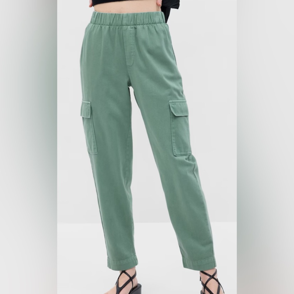 Gap mid rise twill cargo pants, sage green, M tall